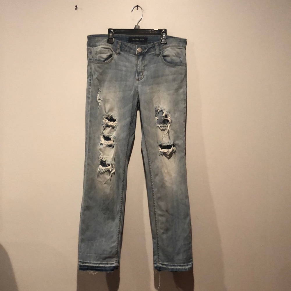 Prosperity Distressed Ripped Straight Leg Jeans